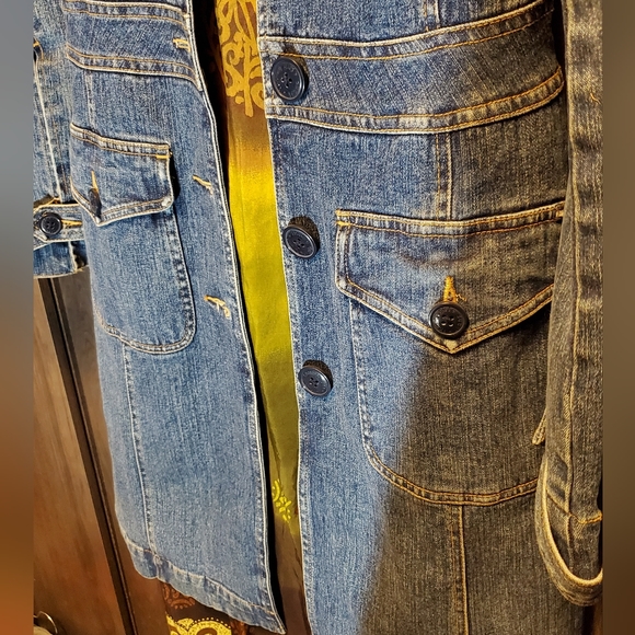 Tommy Hilfiger Denim Jean Jacket Boho Denim Trench vintage size s Rare Find y2k - Picture 7 of 16